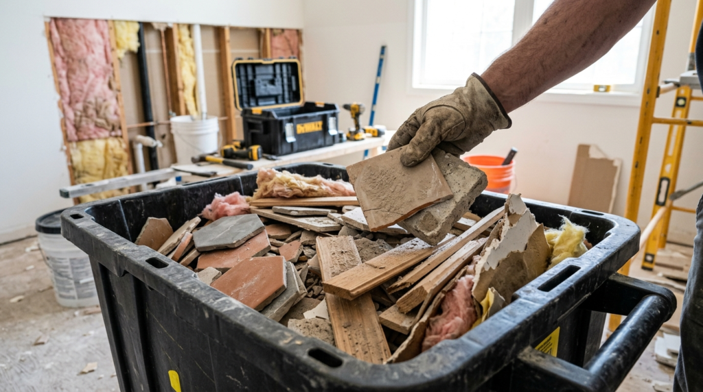 Close-up photorealistic image of a residential waste contain