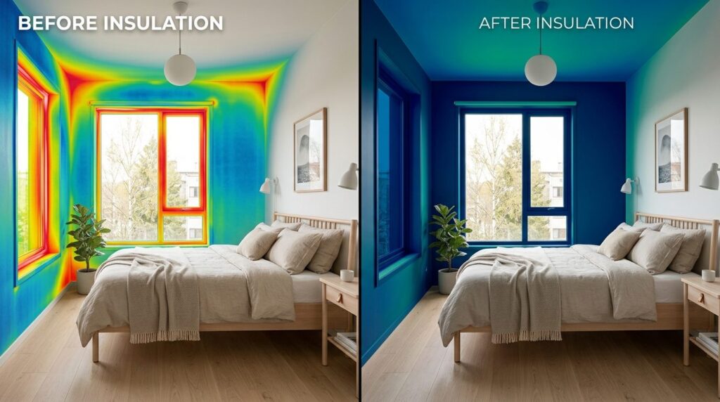 Before and after split-screen concept showing a compact mode
